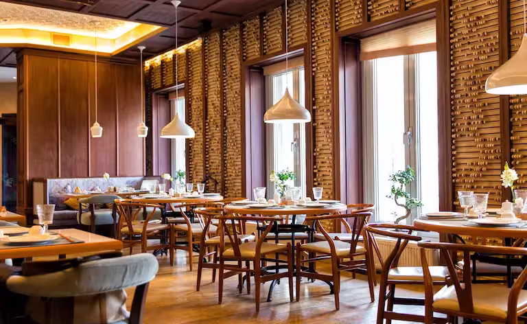 Beautiful fine dining room maintained by Precision Commercial Cleaning in St. Paul, Minnesota.